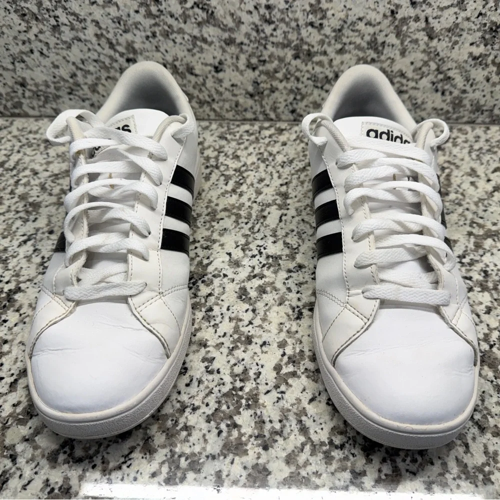 Adidas - White Baseline Sneakers with Black Stripes - Men’s 10.5